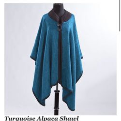 Turquoise Alpaca Wearable Shawl Blanket 