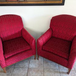 Matching Cushioned Red Chairs (Very Comfy) 
