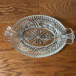Vintage anchor hocking, the stars and bars pattern divided relish dish