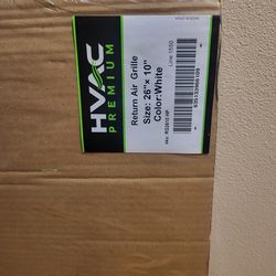 26"x10" HVAC Return Air Vent Cover – White Metal Grille (New)