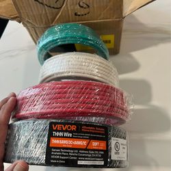 VEVOR THHN Wire 19-Stranded 6 AWG BlackWhite Red and 8 AWG Green 100 Percen 120’ total 30’ Per Roll