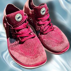 Nike Free RN Flyknit Women’s Running Shoes Size 7.5 Pink Black White Lightweight Sneakers