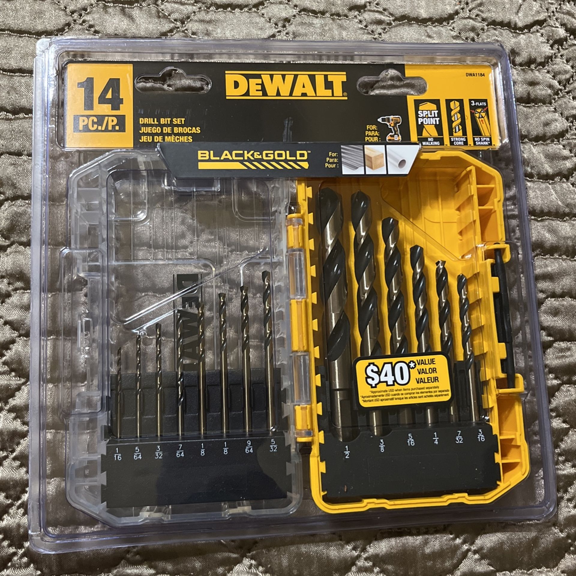 [ New ] Black and Gold Drill Bit Set 14-Piece | DeWalt