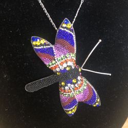 Silver Dragon Fly Pendant Set