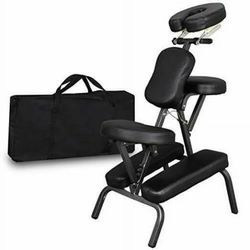 Portable Massage Chair Leather Pad Travel Massage Tattoo Spa Chair, Black