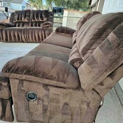 Soft & Plush Cocoa Brown Manual Recliner Sofa Couch With Loveseat Recliner 