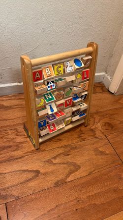 Melissa & Doug Classic Toy ABC 123 ABACUS age 2+ blocks on stand