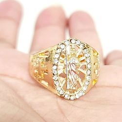 14k Gold Plated Zircon San Jude Ring New 