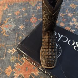 Giant caiman Horn back Square Toe Cowboy Boots Size 12D