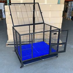 (NEW) $180 Large Heavy-Duty Dog Crate 41”x31”x34” Single-Door Folding Cage Kennel w/ Plastic Tray 