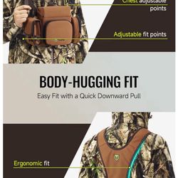 TIDEWE Binocular Harness Chest Pack with MOLLE System, 2 Detachable Pouches, Silent Magnetic Closure, Lightweight & Waterproof Bino Harness for Huntin