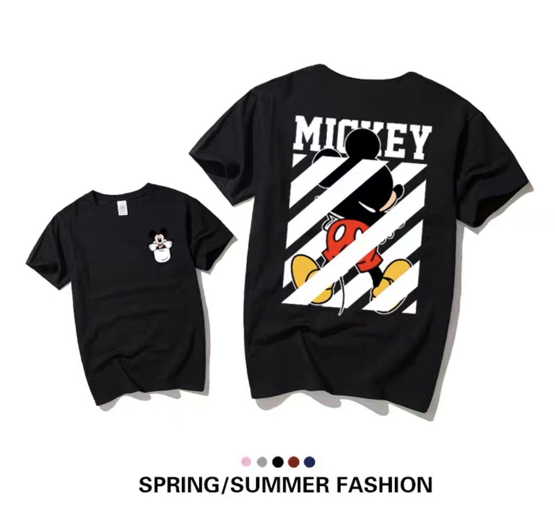 Hot Instagram couples summer cartoon mickey t-shirts men and women can match loose BF style couples bestie outfit short-sleeved Korean version