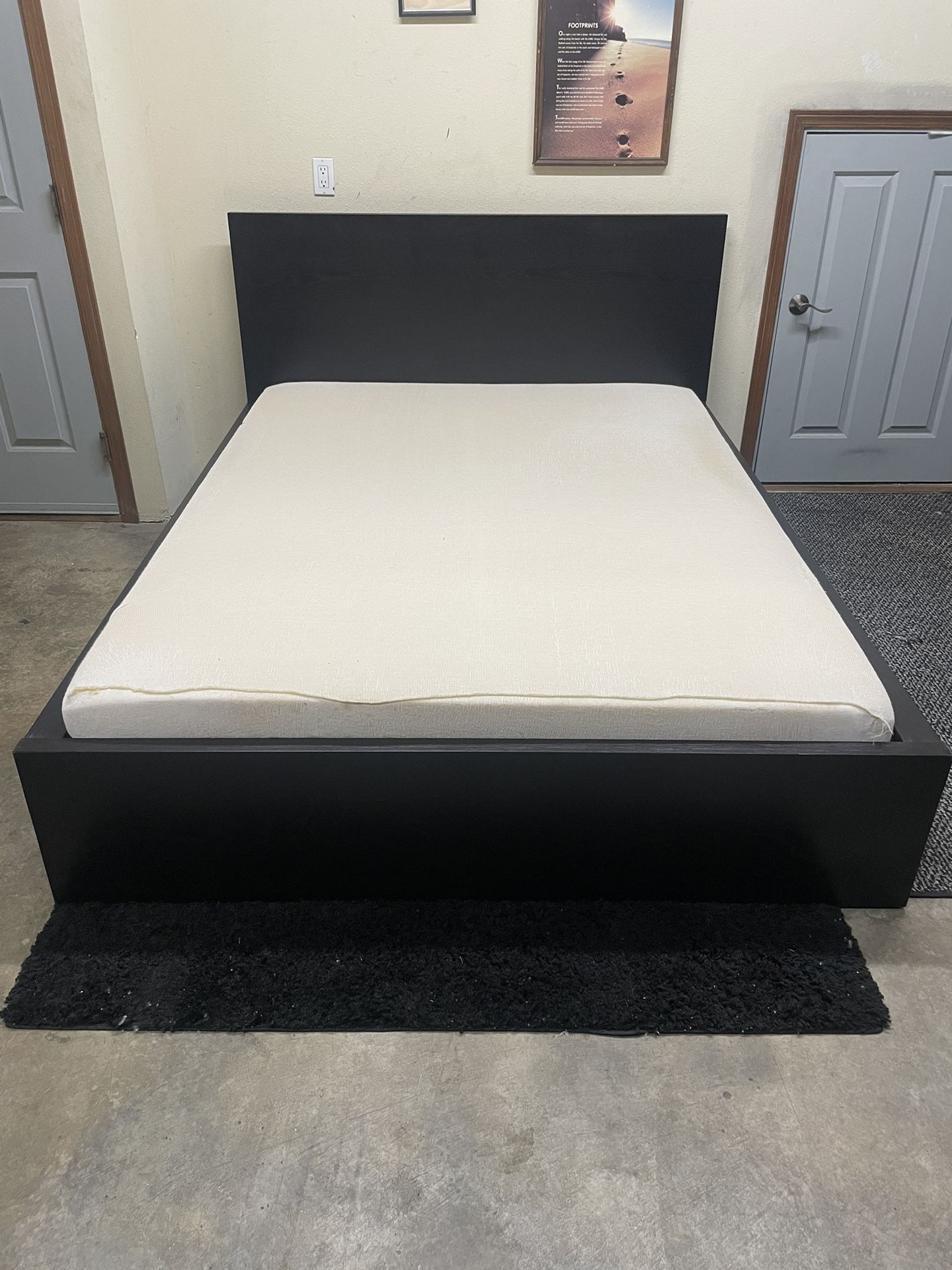 Queen Size Black IKEA Malm Bed Frame w/ 8” Memory Foam Mattress *Delivery Available*