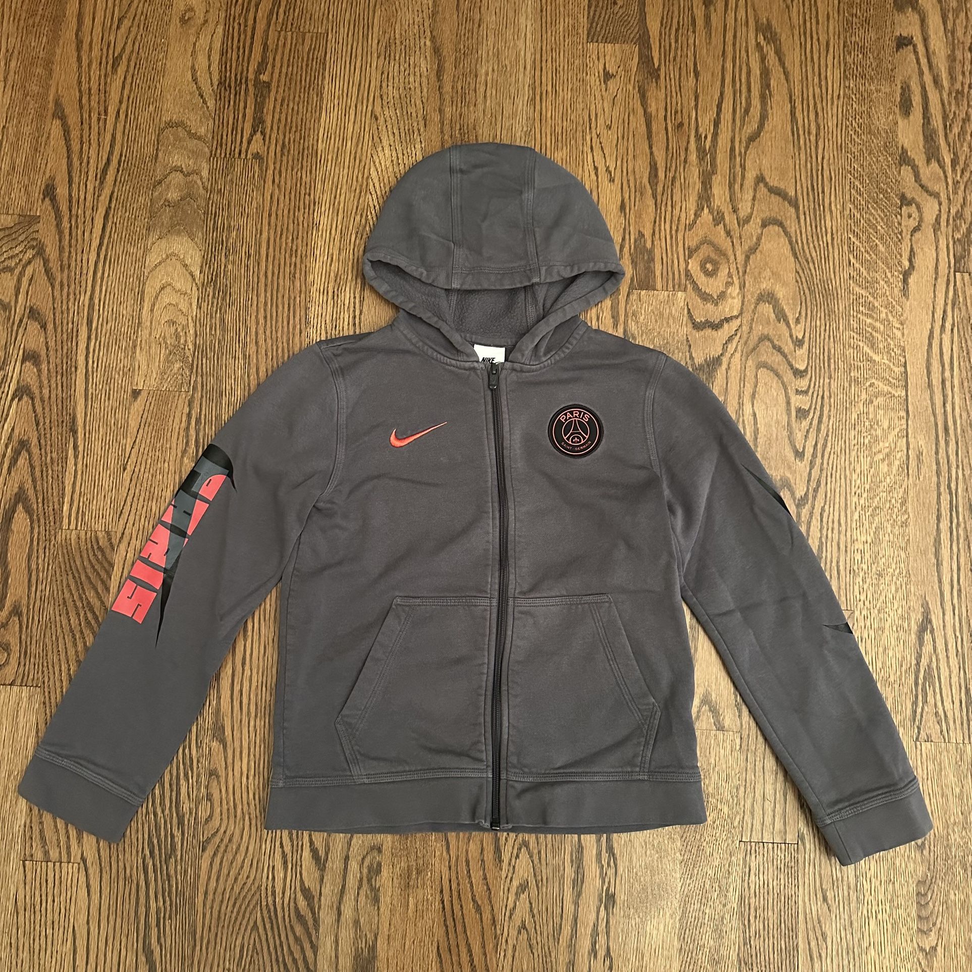 Youth Medium Nike Paris Saint-Germain Soccer Full Zip Hoodie Sweatshirt Jacket Gray