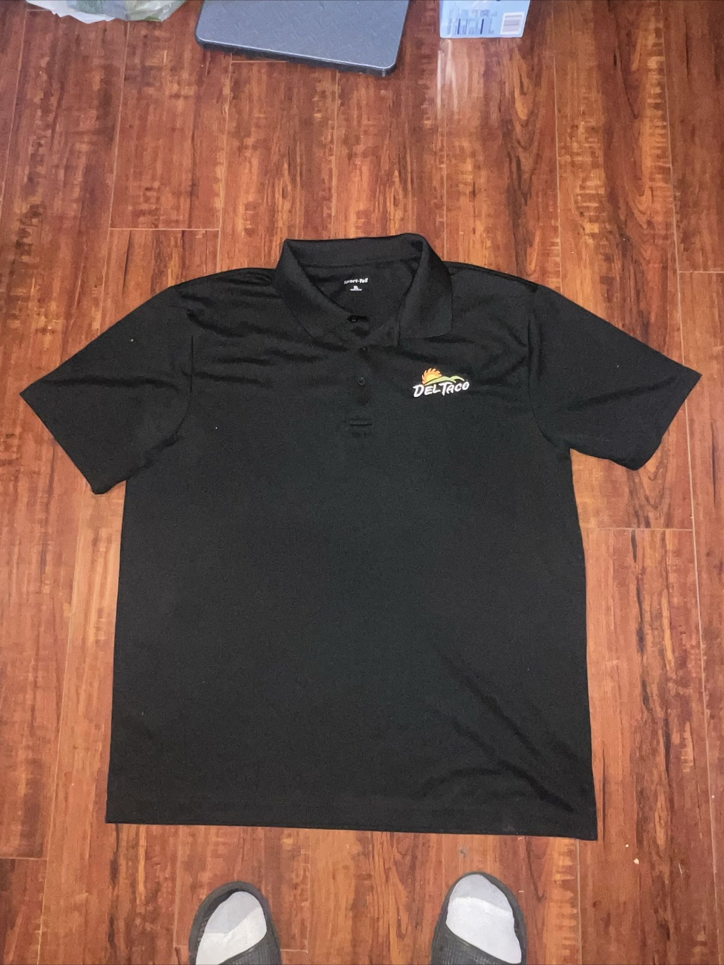 Del Taco Shirt Mens XL Black Polo Employee Embroidered Logo Uniform Team Used