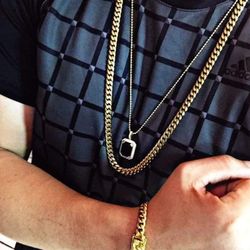 8MM Cuban Link Set 14k Gold Plated Doesn't Loses Color 