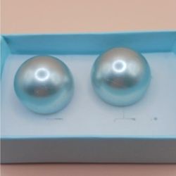 Icy Teal Button ClipOn Earrings, Hong Kong