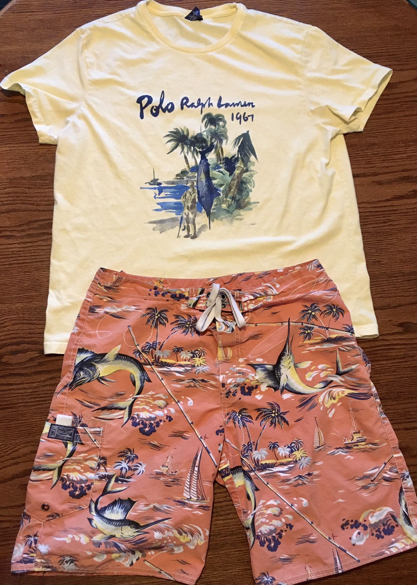Rare Vintage Ralph Lauren Polo Marlin 1967 T-Shirt & Swimming Trunks