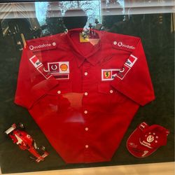 Ferrari F1 Signed Shirt & Hat Display (Schumacher Era) – Framed