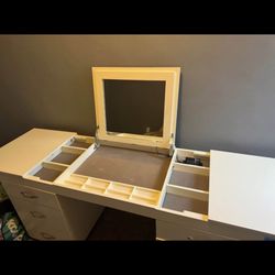 White Wooden Vanity Desk  