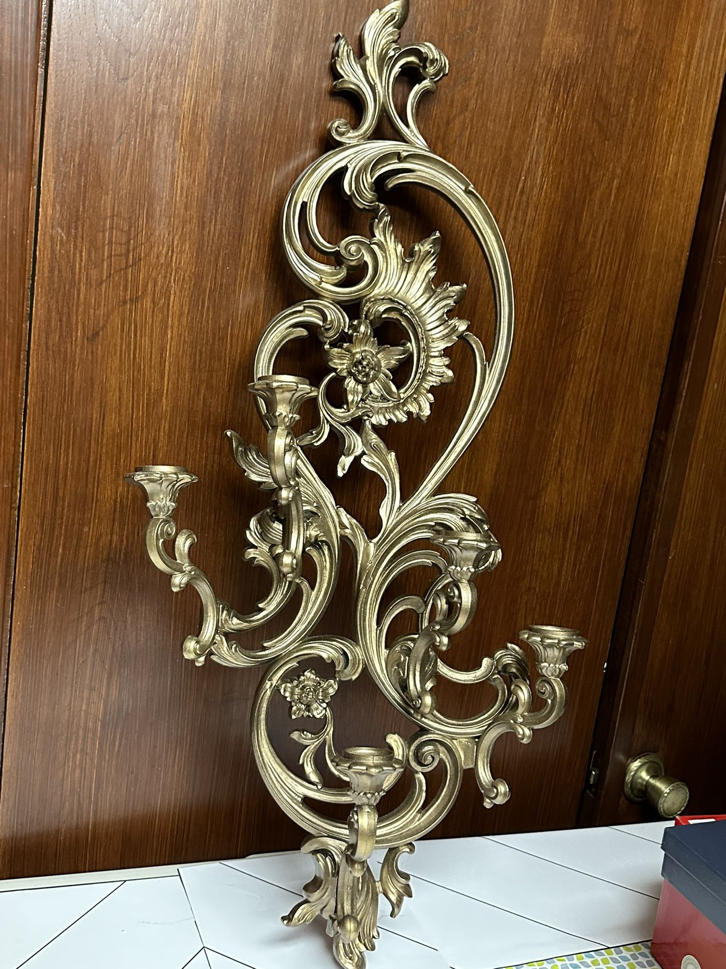 Vintage Homco ornate Hollywood Regency candelabra with 5 Arms
