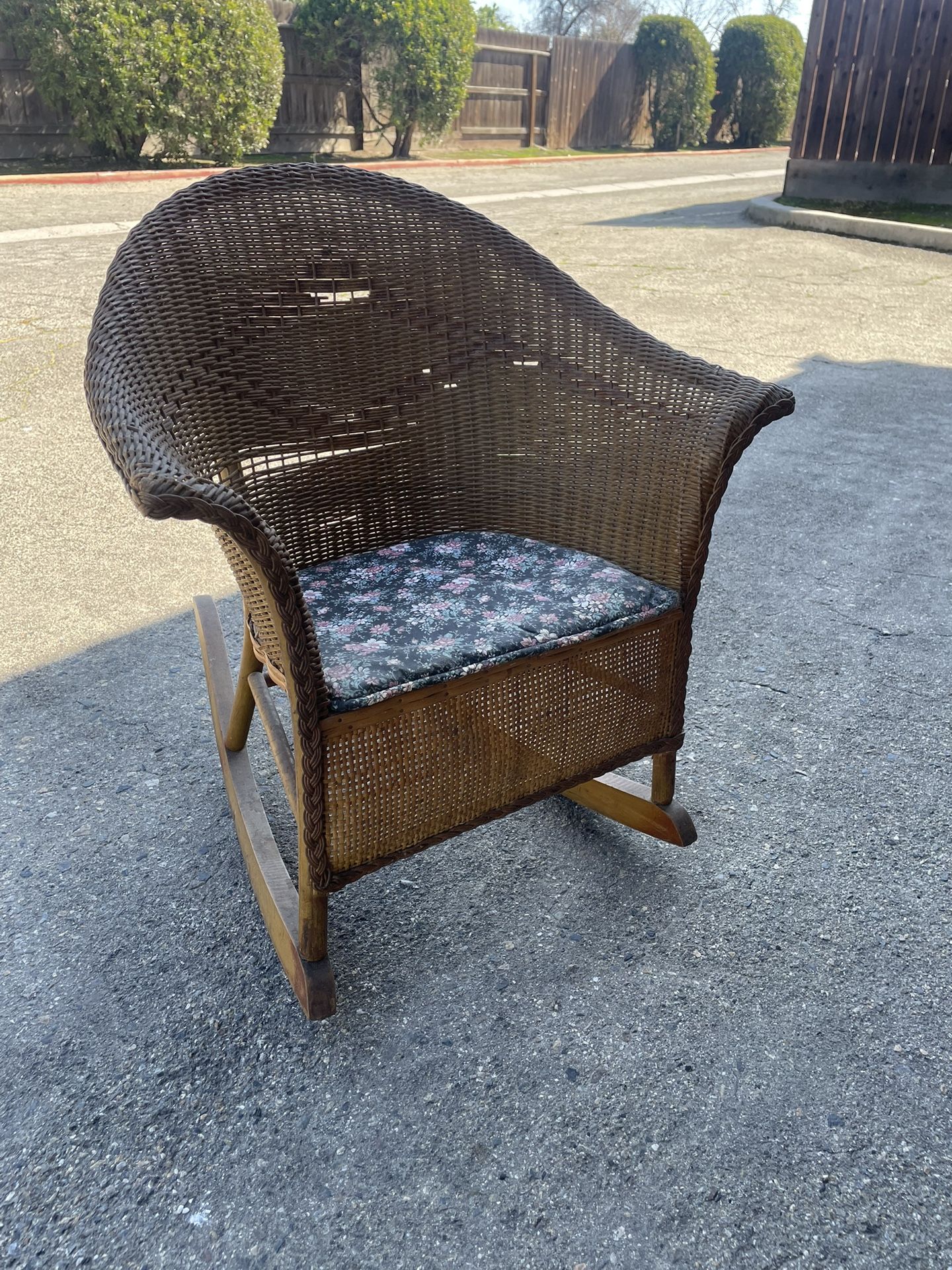 Vintage Wicker Wooden Child’s Rocking Chair