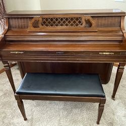 Kimball Upright Piano Artist Console with padded Storage Bench