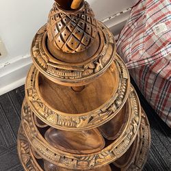 Hand carved lazy Susan server tree