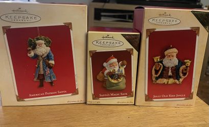 Lot Of 3 Hallmark Santa Christmas Ornaments 