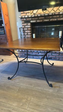 Wrought Iron and solid wood kitchen/ dining table