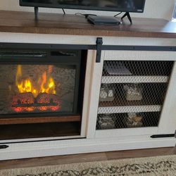 Barndoor Tv Cabinet W Fireplace