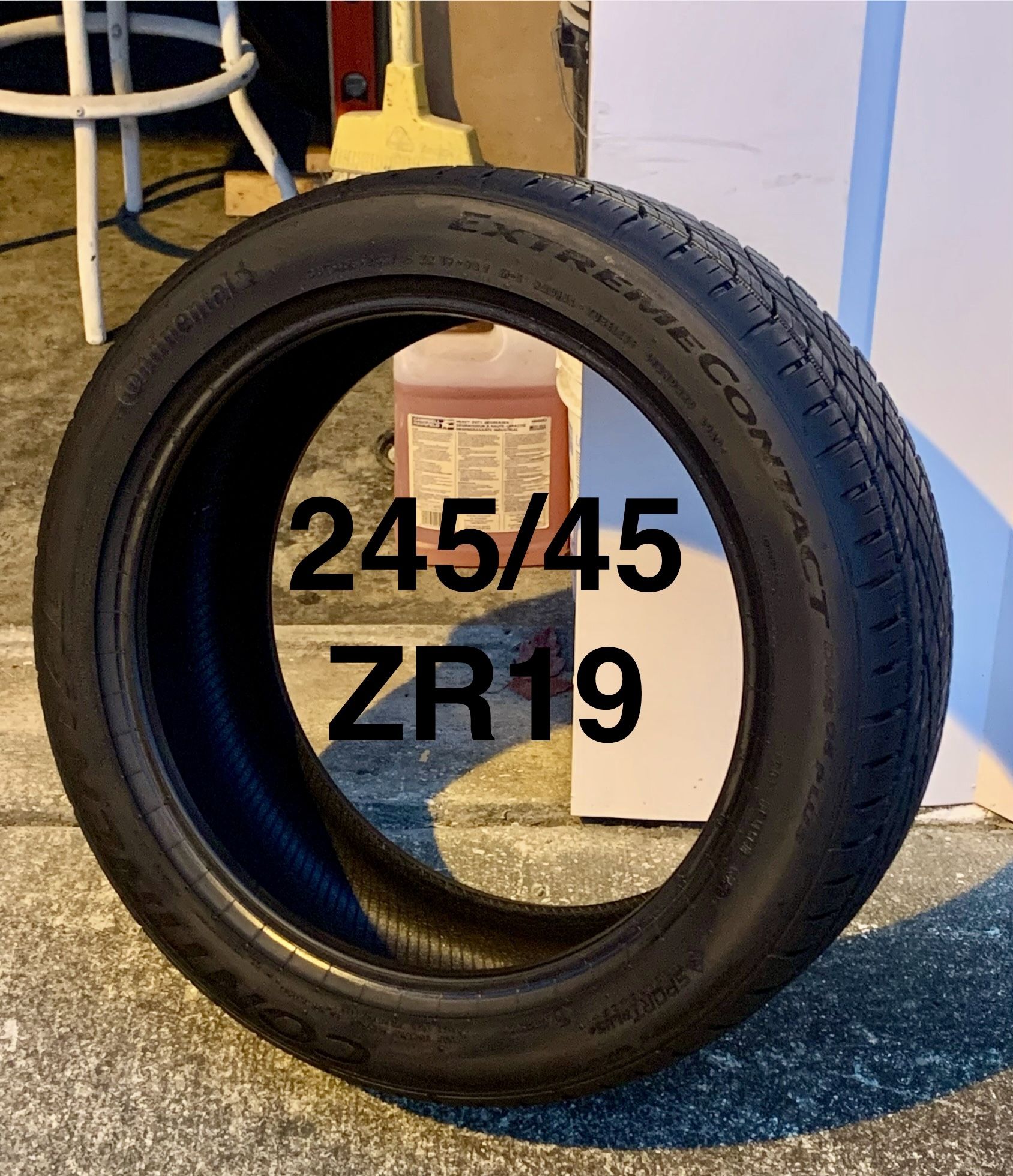 1 Used Tire Continental Extreme Contact 245/45ZR19. About 75%Tread.