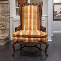 Vintage Cane Wingback Tufted Chair