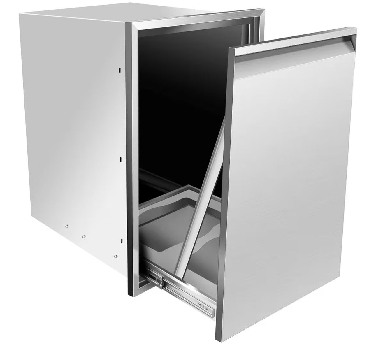 Built-in Double Trash Drawer 20" W x 27" H x 24" D Pull-Out Tray Outdoor Kitchen Stainless Steel Trash Bin Storage for BBQ Island Grill Station(D128)