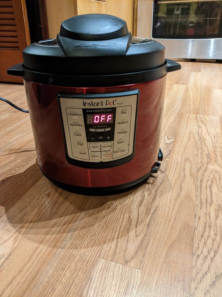 Instant Pot LUX60 Red Stainless Steel 6 Qt 6-in-1 Multi-Use Programmable Pressure Cooker, Slow Cooker, Rice Cooker, Saute, Steamer, and Warmer