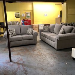 Sofa And Loveseat Gray Set