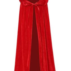 Red Velvet Renaissance Cloak Cape With Hood, 75 Inches, 180 CM *BRAND NEW*