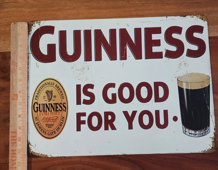 16x12 Guiness Beer Metal Bar Sign