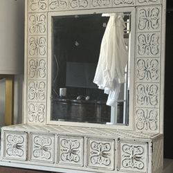 White Vanity Mirror with drawers