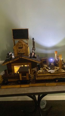 HANDMADE TRAIN AND TRAIN STATION