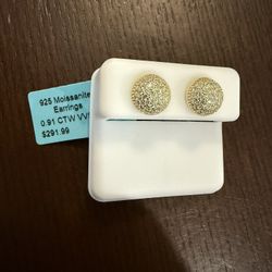 925 Moissanite Earrings Gold Plated 