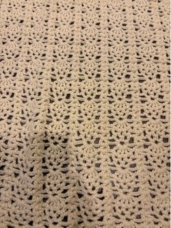 Hand Made Throw Blanket / Afghan Ivory / Cream Color 50” x 59”