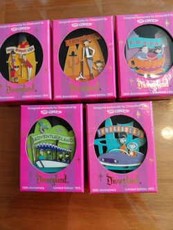 Disneyland 50th Anniversary 2005 SHAG Complete Pin Set of 5 LE 1955