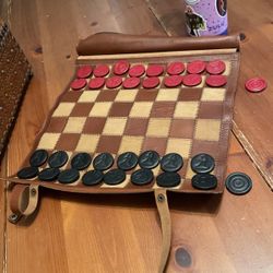 Leather Travel Chess/checker Set