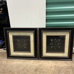 Glass Framed Medallion Wall Decor Set of 2