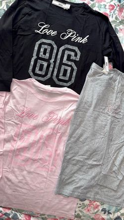 New PINK long sleeve tees size LARGE
