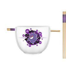 Pokemon Gengar Ramen 20oz Ceramic Bowl with Chopsticks Set