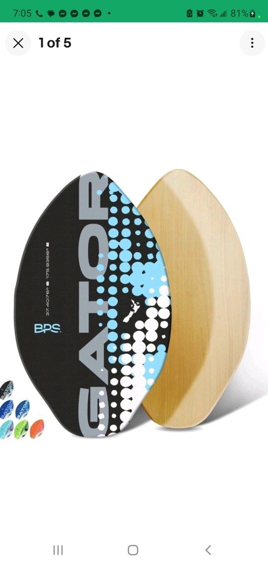 BRAND NEW..BPS New Zealand ‘Gator’ Skimboard with Colored EVA 35  Inch Black