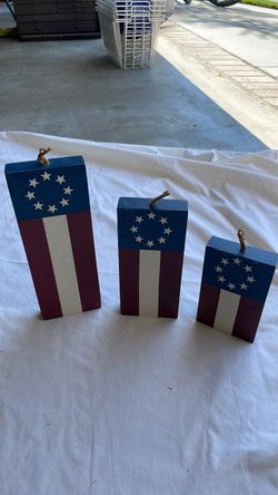 Patriotic Wooden Block Decor Set of 3