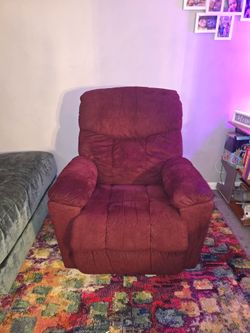 Burgundy fabric recliner chair